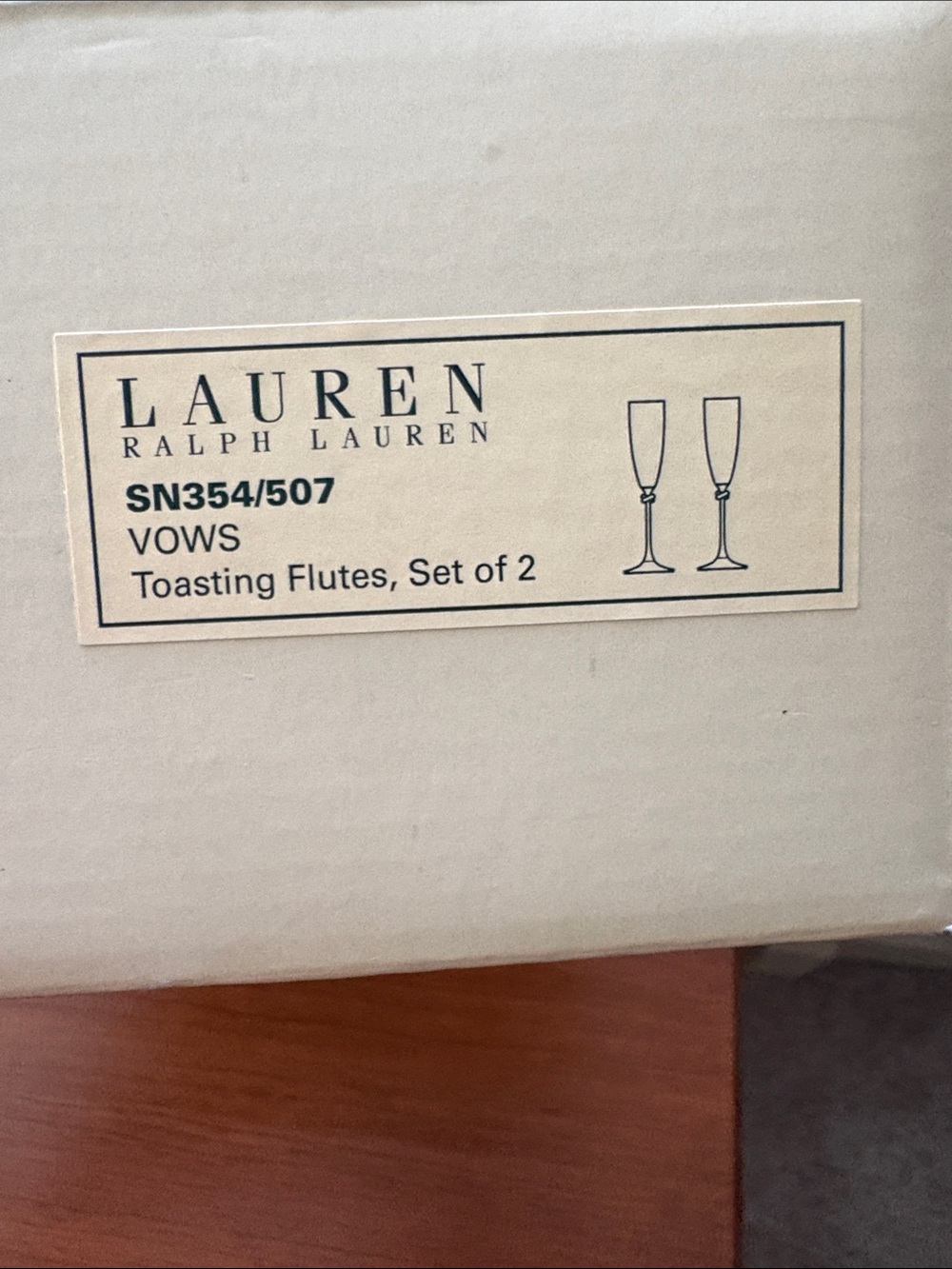 Ralph Lauren Champagne Flutes - Clear Glass (Set of 2) - Picture 2 of 3